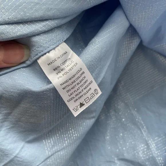 Hill House Women’s Athena Nap Dress Blue Metallic Sz S EUC 95% Cotton - Picture 12 of 12